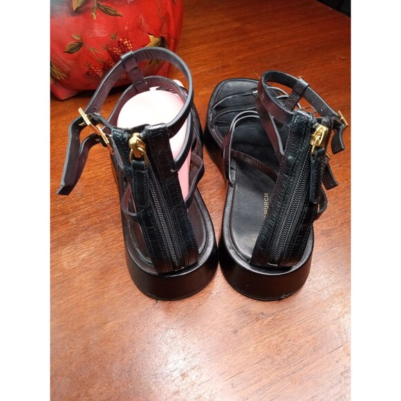 Tory Burch Sandals Women's Black 7.5M Leather Gladiator Ankle Strap Party Shoes - Picture 4 of 8